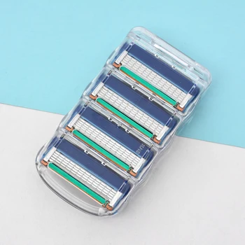 

4pcs/lot Razor Blade For Men Face Care 5Layers Shaving Cassette Stainless Steel Safety Blades Suit For Gillettee Fusione