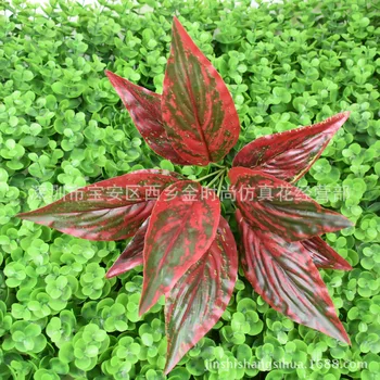 

Artificial Potted Plants Red Leaves Magnolia Leaves High-End Plastic Feel Artificial Plant Wall with Wood Evergreen