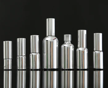 

10ml 15ml 20ml silvery glass bottle with aluminum sprayer, 30ml 50ml 100ml empty Essential Oil Spray perfume bottle
