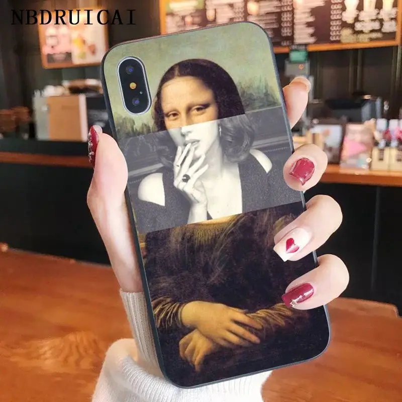 Fun5S Funny Cartoon Phone Case Leonardo da Vinci Mona Lisa Pat Cat