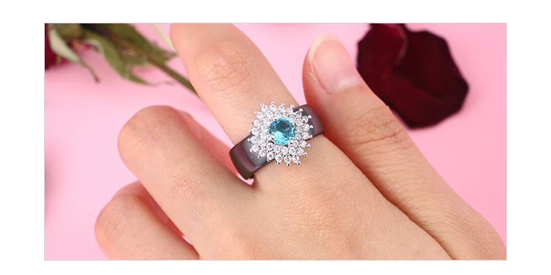 Модные дизайнерские обручальные кольца с кристаллами, лидер продаж, кольца для женщин, AAA, голубой, белый, циркон, кубический, Элегантные керамические кольца, женский подарок