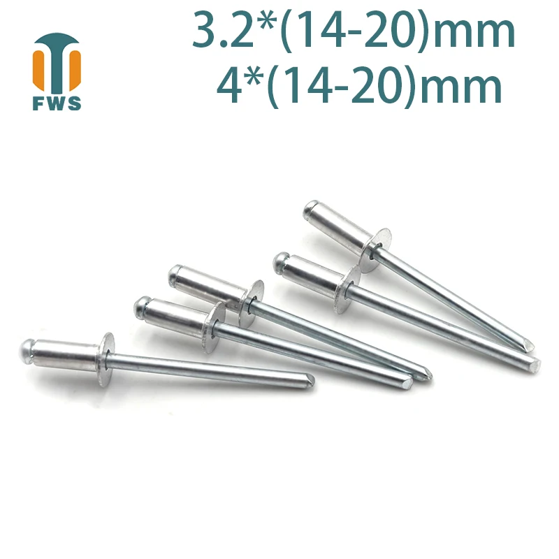 

10PCS M3.2M4 Multi Size Aluminium Open End Countersunk Head Break Mandrel Blind Rivet Nail Pop Rivets for Furniture Car Aircraft