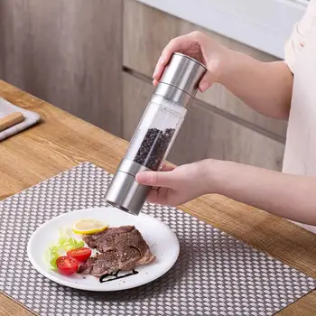 

Double End Pepper Grinder 2 in 1 Stainless Steel Manual Salt Pepper Mill Grinder Seasoning Grinding For Kitchen Cooking