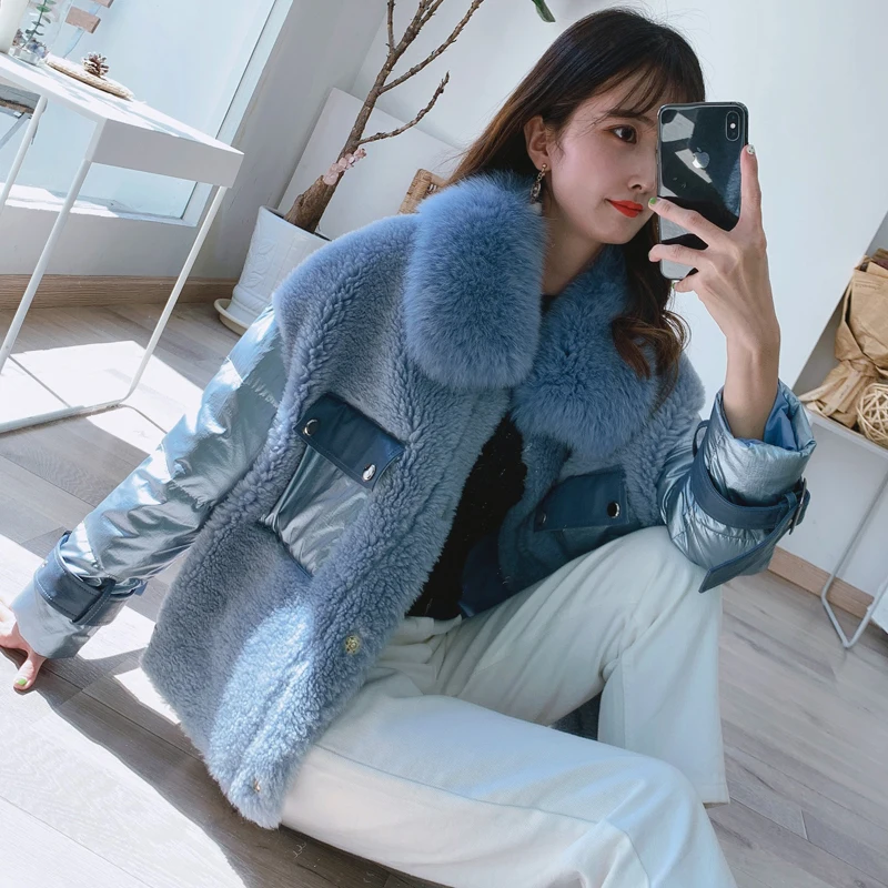 Cheap Real Fur Coat Winter Coat Women Clothes 2019 Korean Fashion Sheep Shearing 100% Wool Jacket Duck Down Jackets 919150 YY1703 4