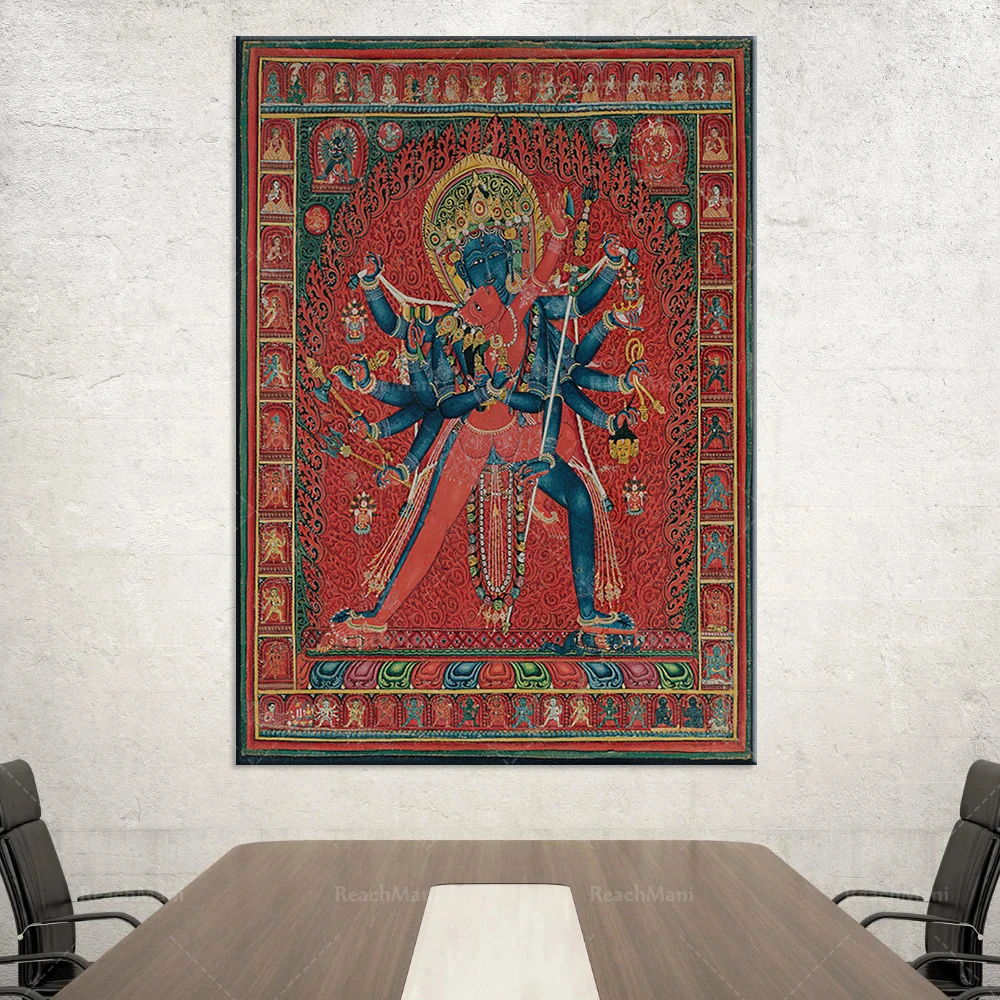 Peintures thangka tibetani di Chakrasamvara et Vajrayana / stampini buddisti, peintures célèbres - immagine 4