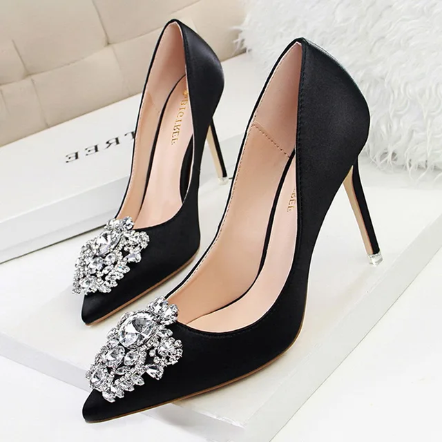 BIGTREE Shoes Rhinestone Women Pumps Stiletto Women Shoes Sexy High Heels Wedding Shoes Luxurious Women Heels Party Shoes Female 4