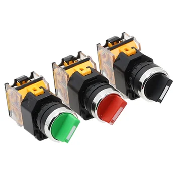 

10Pcs/Box 22mm Self-lock Selector Switch 1NO1NC 2/3 Positions Rotary Switches DPST 10A400V Power Switch ON/OFF Red Green Black