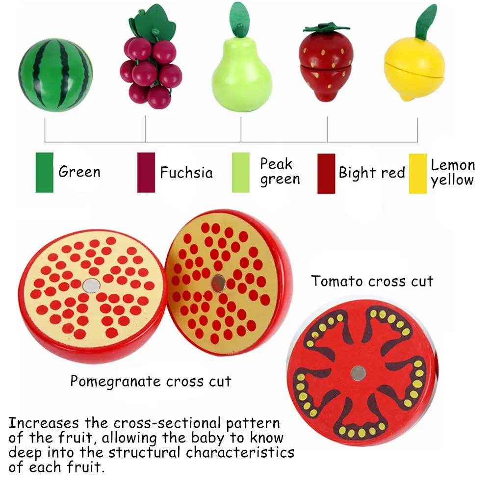 14 шт./упак. ребенка резки фруктов набор деревянный игровой Еда привлекательная игрушка представляет часть и целое концепции игрушки для образовательных целей