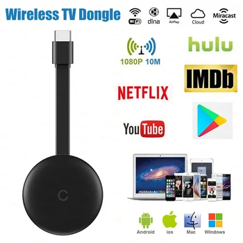 

G12 Wrieless WiFi Display Dongle YouTube AirPlay Miracast DLNA HDMI TV Stick for Google Chromecast 3 Cromecast 3 android/ios/pc
