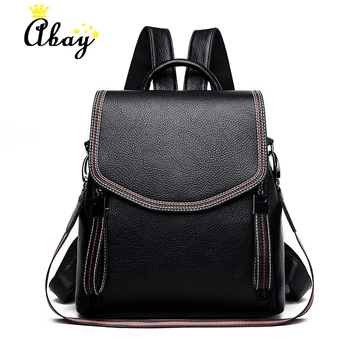 

Casual Backpack Female Brand Leather Women's backpack Large Capacity School Bag for Girls Double Zipper Leisure Shoulder Bags