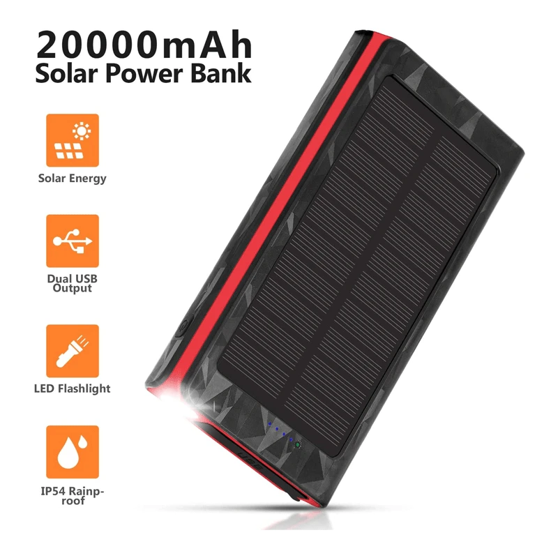Camping Lamp Solar Power Bank Large Capacity 20000 Ma Mobile Power Outdoor Fast Charging Tent Lamp