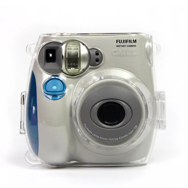 Fujifilm Instax Mini 7s Прозрачный чехол для камеры моментальной печати, защитный кристально чистый чехол сумка с радужным плечевым ремнем