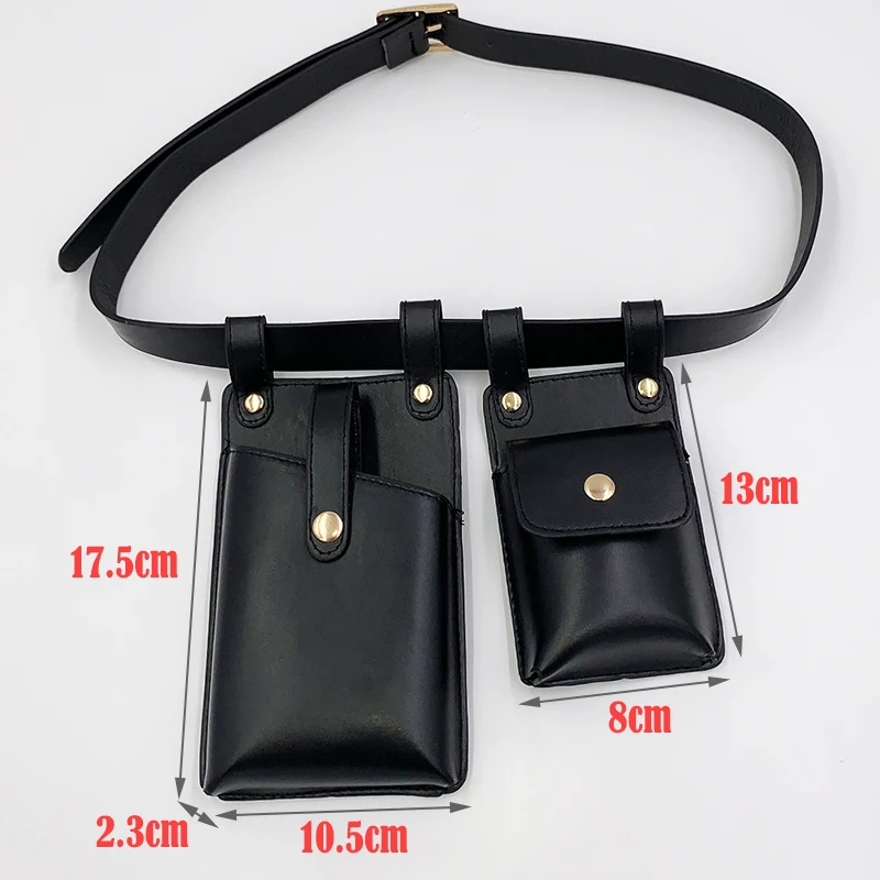 2 Piece Women's Belt Bag Luxury Designer Tactical Waist Bags Female Leather Flap Fanny Pack Shoulder Crossbody Chest Bag Purse