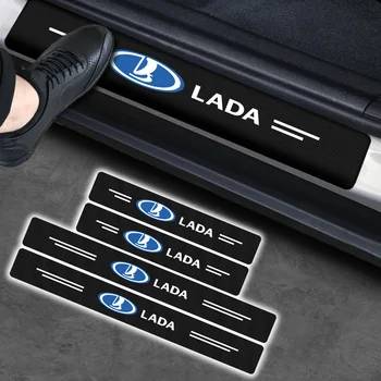 

4pcs Car Door Sill Guard Stickers Scuff Plate Threshold Protector Decals For Lada VESTA Niva Kalina Priora Granta Largus