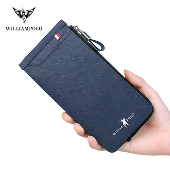 

WILLIAMPOLO Men's Wallet Long Multi-Card Holder Business Card Case Cellphone Holder Long Wallet Purse