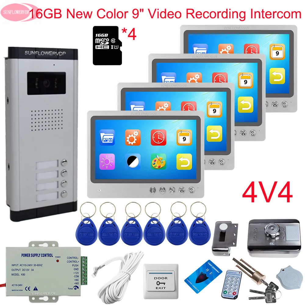 9\ Video Door Phone Intercom Video Intercom With Recording +16GB TF Card Intercoms for a Private House With Rfid Electronic Lock 9\ Video Door Phone Intercom Video Intercom With Recording +16GB TF Card Intercoms for a Private House With Rfid Electronic Lock