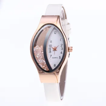 

2020 Womens Watches Half Moon Semilunar Flow Sand Type Ellipse Woman Fine Strap Small Dial Wristwatch Watch