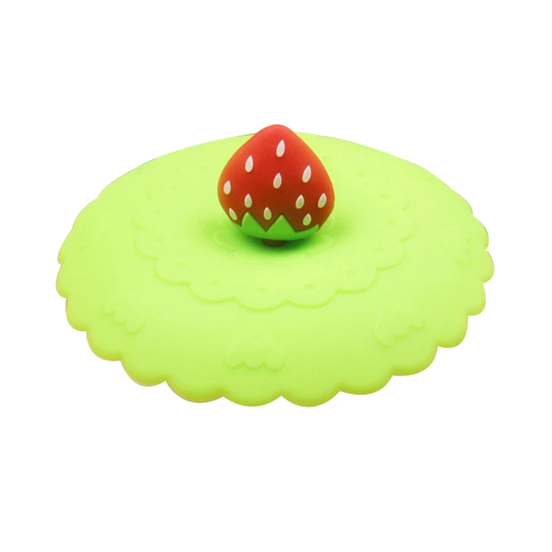Strawberry Милая крышка для воды, чашка для питья, силиконовая противопылевая крышка, чашка, уплотнения, стеклянные кружки, крышка, термостойкие крышки для чайных чашек - Цвет: Strawberry