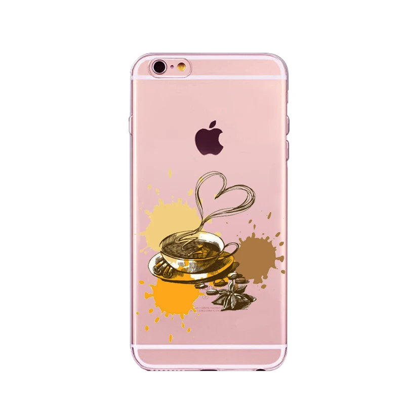 KETAOTAO/ чехол для телефона с чашками для iPhone 4S, 5C, 5S, 6 s, 7, 8 Plus, X, чехол, кристально чистый, мягкий, TPU, чехол S - Цвет: Золотой