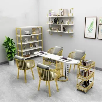 

Marble simple single double nail art desk and chair set wooden Japanese nail art table solid wood nail art table