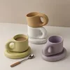 300ml Nordic Ceramic Speckled Bold Mug Plate set Coffee Milk Tea Cup Dinnerware Western Dish Dessert Plate Cake Rustic Dishware 2