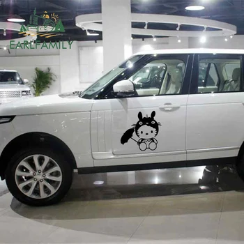 

EARLFAMILY 58cm x 55.6cm Funny Car Decal Vinyl Big Sticker of Cute Totoro Hello Kitty GHIBLI for Car Window Door Decoration