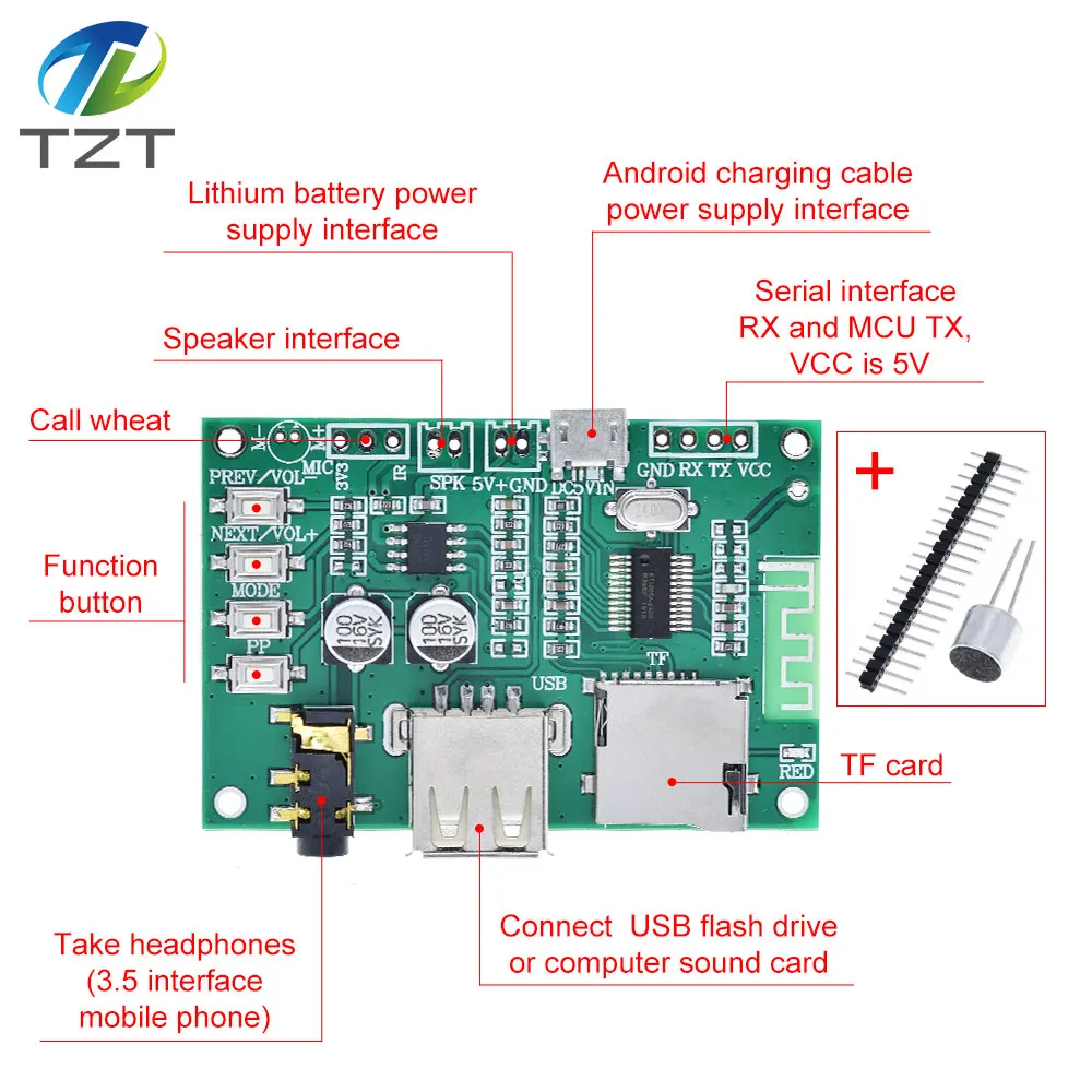 BT201 Dual Mode 5.0 Bluetooth Lossless Audio Power Amplifier Module Tf Card#