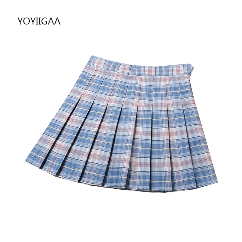 blue skirt Harajuku Women Skirts High Waist Female Plaid Pleated Skirt Summer A-Line Woman Mini Skirts Preppy Style Ladies Pleated Skirt black skirt Skirts