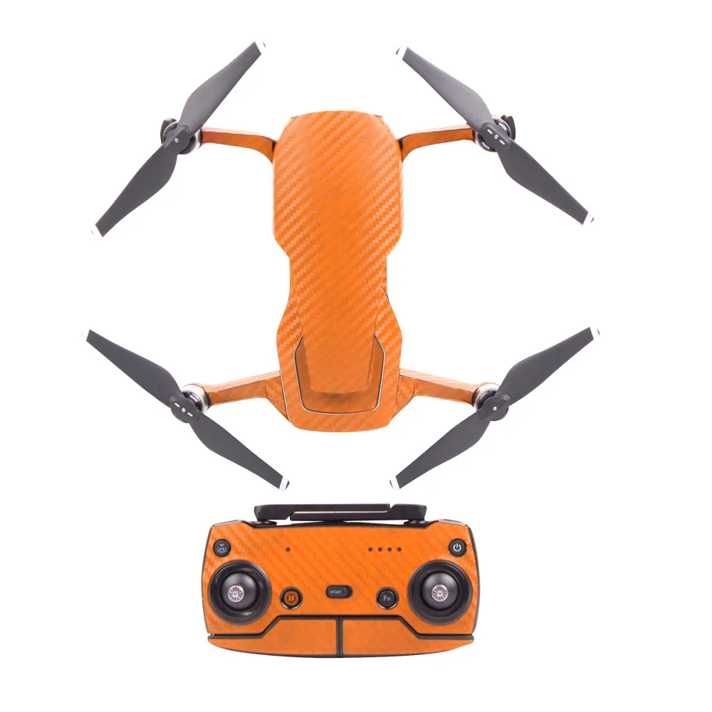 Sunnylife водонепроницаемый ПВХ углеродного зерна наклейки Drone корпус батарея пульт дистанционного управления наклейки Полный набор кожи для DJI MAVIC AIR - Цвет: Orange