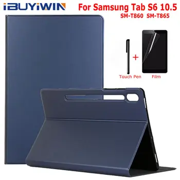 

iBuyiWin Smart PU Leather Silicone Cover for Samsung Galaxy Tab S6 10.5 SM-T860 SM-T865 10.5" Tablet Funda Capa Case+Film+Pen
