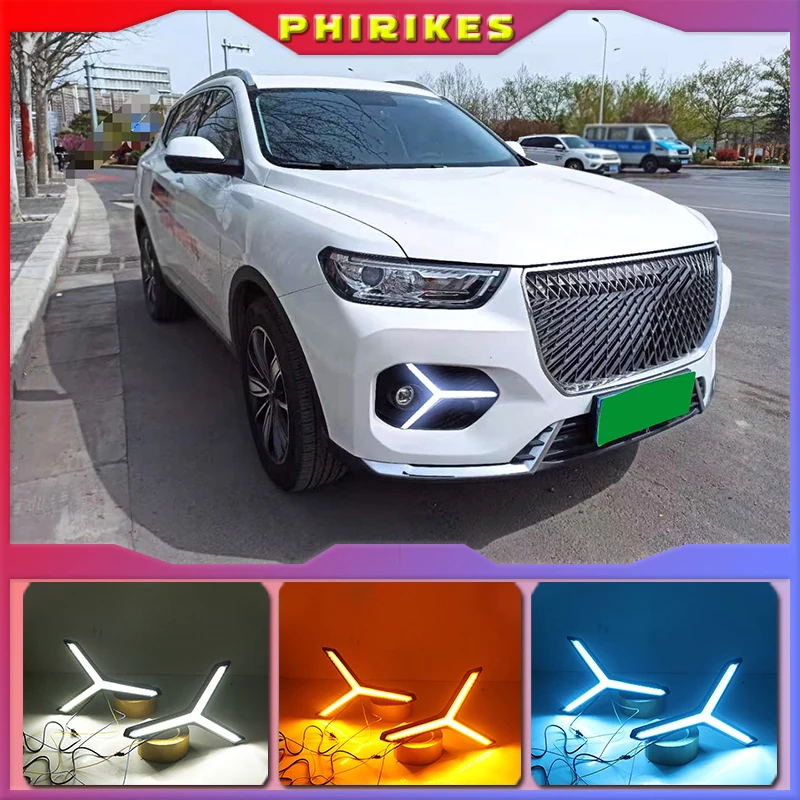 

Turn signal DRL Drive Light with fog lamp hole For Great Wall Haval H6 Hover H6 2020 2021 LED Daytime Running Lights