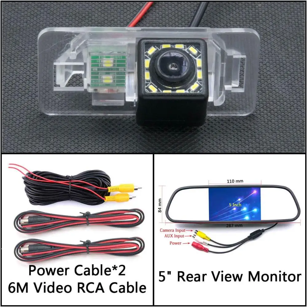 12 Светодиодный свет Автомобильная камера заднего вида для BMW E46 E82 E88 E93 E92 E91 E90 E61 E60 E39 E53 E70 X5 X6 335 325 парковки резервного копирования - Название цвета: Cam N 5 inch Mirror