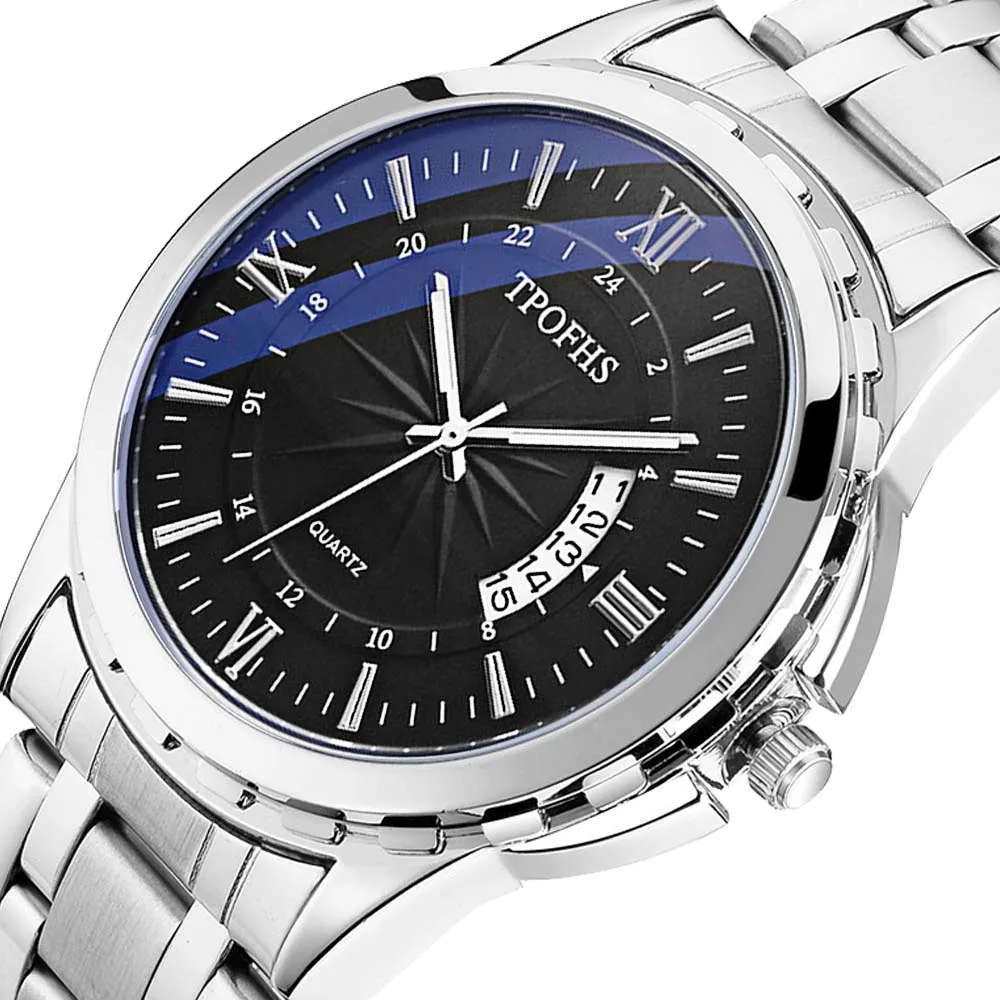 

Men's Blue Mirror Business Mens Watches with Stainless Steel Luxury Sports Chronograph Quartz Watch Men Relogio Masculino