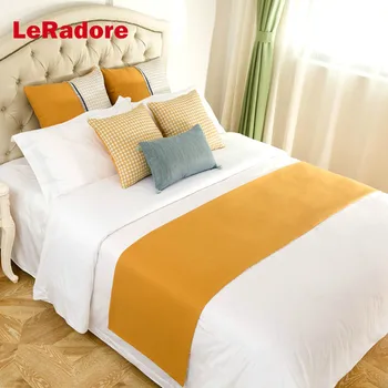 

LeRadore European Style Solid Hotel Bed Tail Towel Double Layer Bed Runner Scarf Home Hotel Bedroom Bed Tail Towel 45cm*240cm