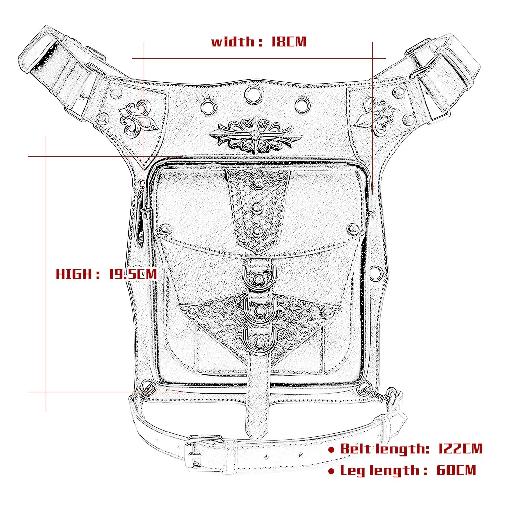 Стильная Кожаная поясная сумка в стиле стимпанк в стиле ретро, походная сумка через плечо в стиле рок для мужчин и женщин, готическая Черная