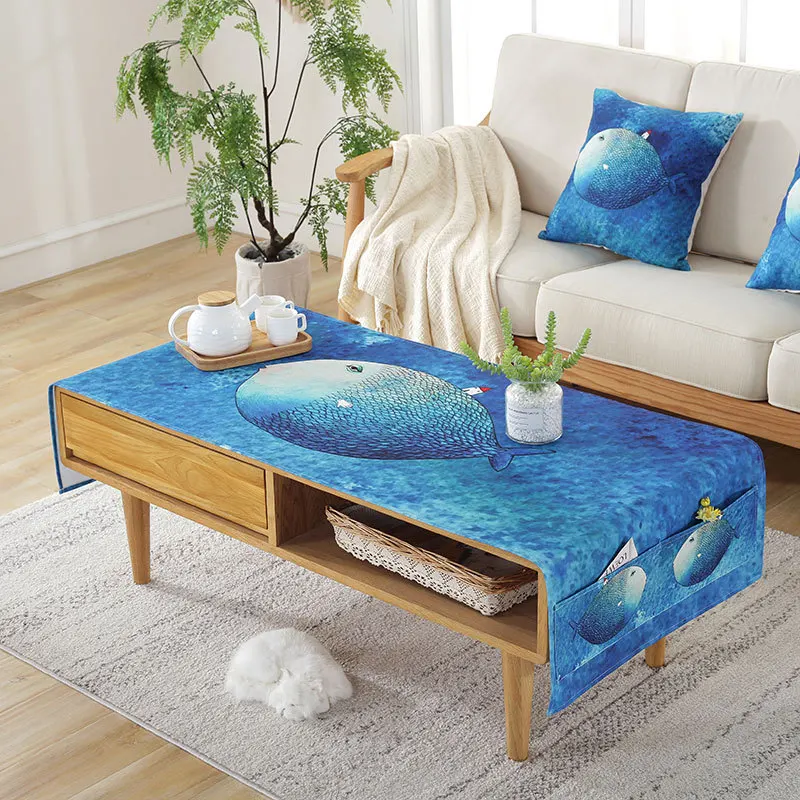 Tea table cloth cartoon printed cotton and linen cover cloth for tea table small table dust protected cover