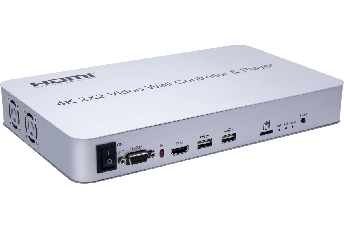 4K 2X2 видео настенный контроллер и плеер HDMI ТВ процессор HD tv Splicer Сплайсер дисплей подходит USB клавиатура мышь U флэш-диск RS232