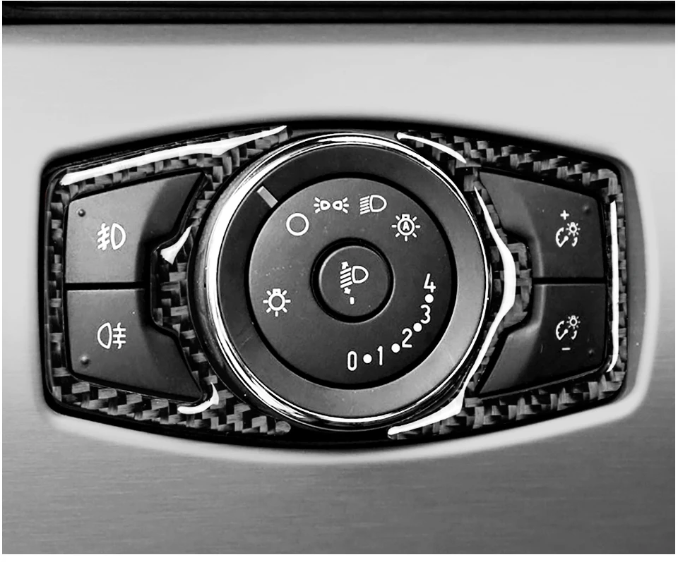 Для Ford Mustang, углеродное волокно, переключатель фар, кнопки, накладка, наклейки, украшение интерьера, автомобильные аксессуары,-, автомобильный стиль