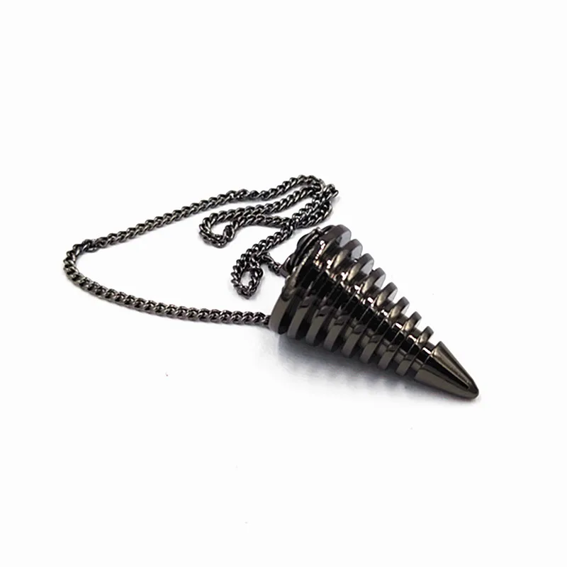 Pendulum pendant Reiki Copper Pendulums for Dowsing Divination Wicca Chakra Reiki Healing Pyramid Pendant Chakra pendulo Amulet - Metal color: Platinum Plated