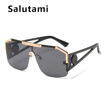 

2020 New Fashion Hollow Out Wide Leg One Piece Sunglasses For Men Vintage Alloy Rimless Brand Sun Glasses Women Oversized Shades