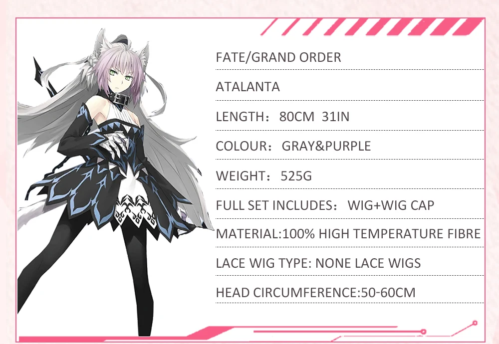 AniHut Alter Atalanta Fate Grand Order косплей парик Синтетический смешанный цвет женские волосы FGO Косплей костюмы на Хэллоуин волосы