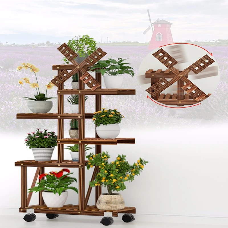

Indoor Solid Wood A Living Room Landing Type Multi-storey The Shelf Is Full Of Meat Botany Flowerpot Frame Belt Round