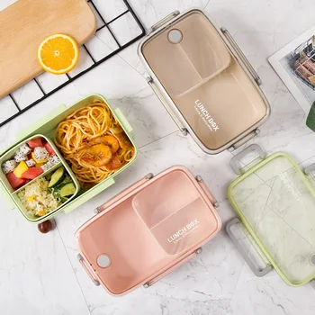 

BPA Free Lunch Box Eco-friendly Bamboo Fiber Material Portable Bento Box Microwaveble Food Storage Container For Office Children