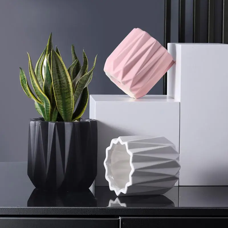 

Geometry Ceramic Pots For Plants Flower Pot Nordic Plant Container Decorative Flower Pots Desktop Home Garden Decoration
