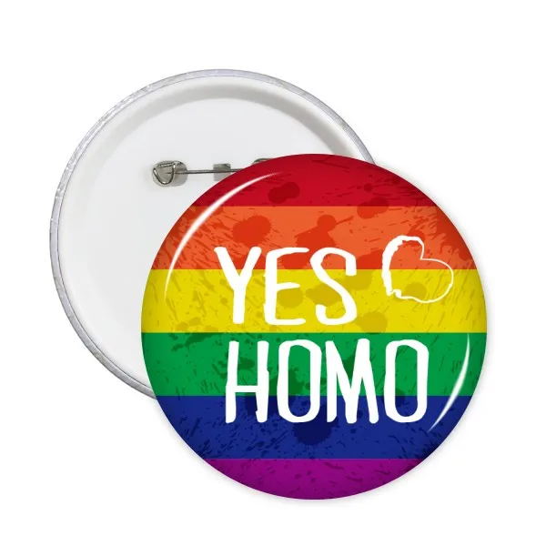 

Yes Homo LGBT Rainbow Love Round Pins Badge Button Clothing Decoration Gift 5pcs
