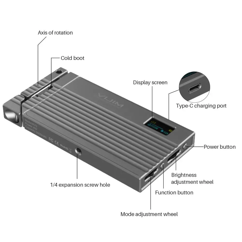 câmera dslr 2700-8500k cri95 + 5000mah luz de preenchimento