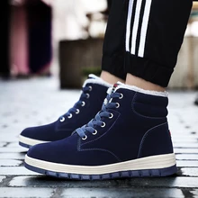 Зимняя мужская прогулочная обувь Бархатная зимняя обувь теплые ботинки большой размер 39-48 Мужская теплая Уличная обувь высокого качества