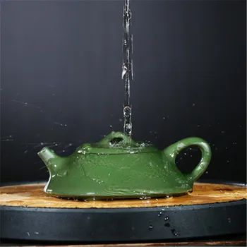 

Purple Clay Pot Ore Pickle Tea Pot Pure Hand-painted Green Clay Flat Stone Ladle Pot Teapot Tea Pot ceramic tpt29