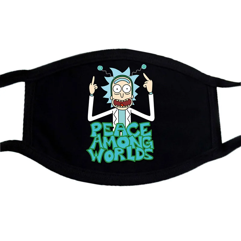 

Cartoon Print Cotton Mask Rick And Morty Washable Unisex Dust Proof Face Masks Black Bilayer Winter Keep Warm Mouth Muffle Masks