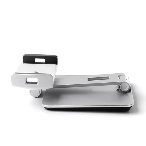 Foldable Phone Tablet Stand Holder Mount Bracket 360 Degree Adjustable Aluminum Alloy Table Holder for 7-14" Tablet Smartphone - Цвет: Серебристый